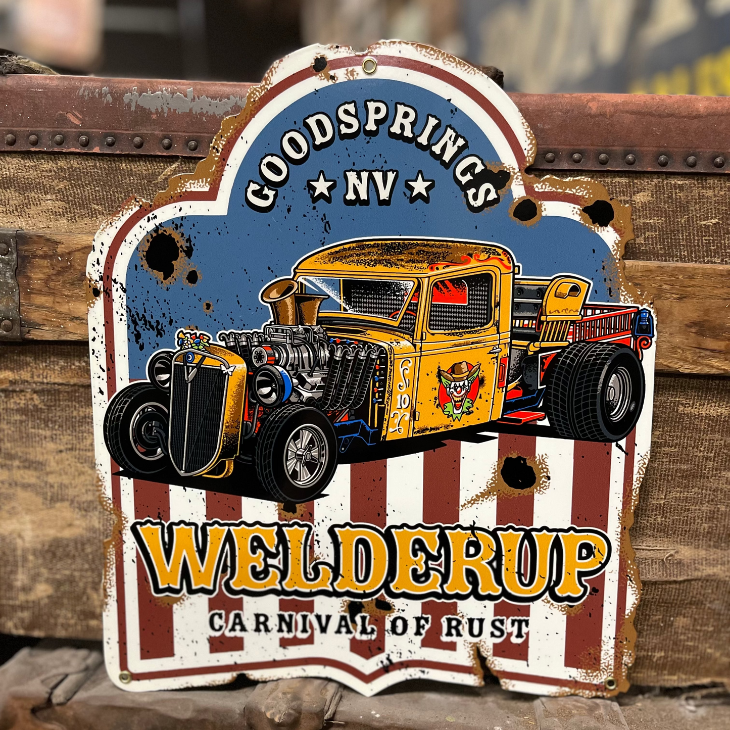 Welder Up Clown Car Metal Sign 11-3/8" X 13-1/8"