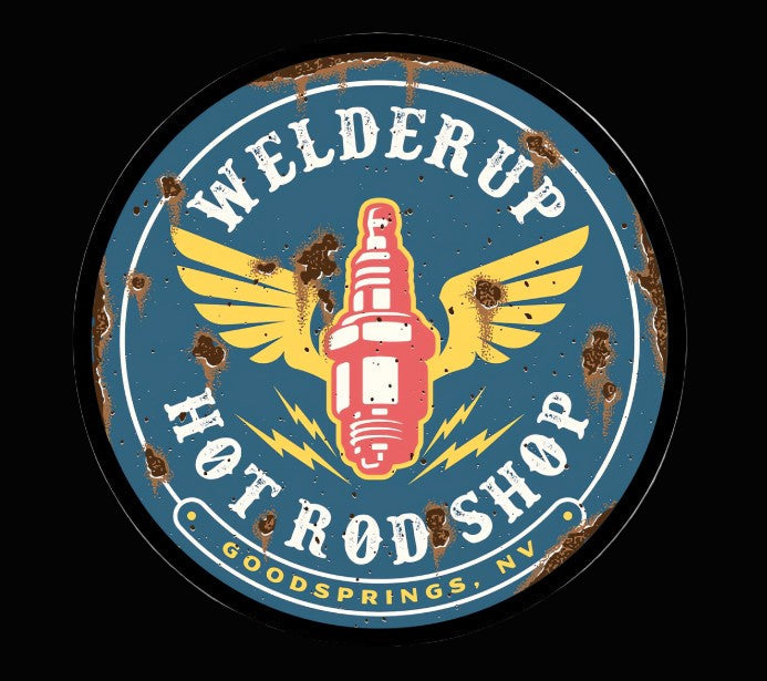 Welder Up Round Spark Plug Sticker