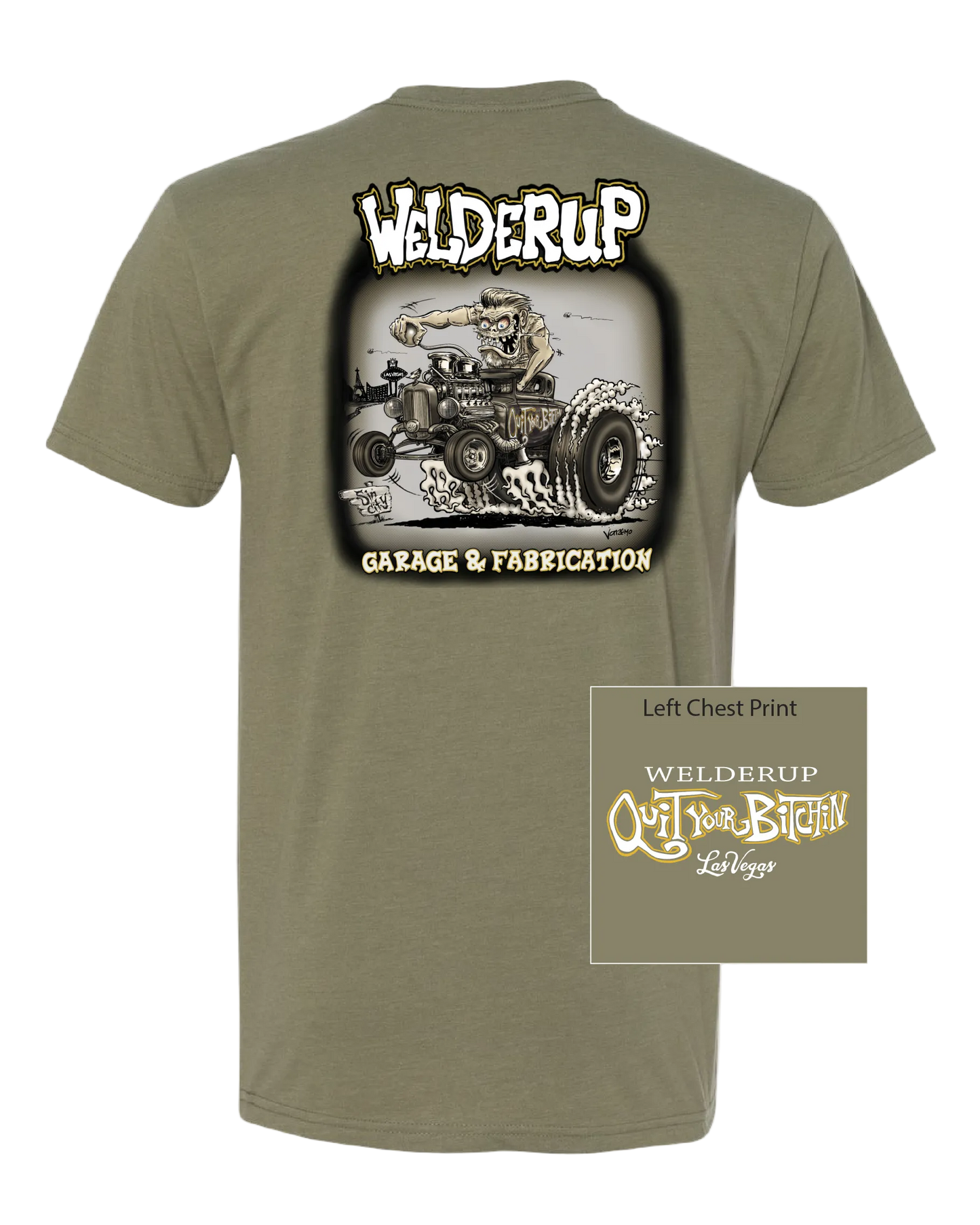 Welder Up QYB Cartoon Light Olive T-Shirt