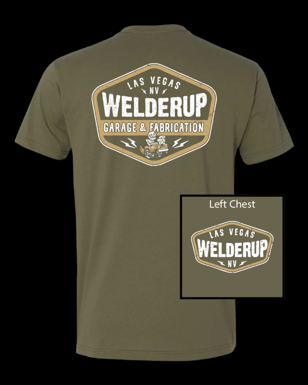 Welder Up Skeleton Gasser Military Green T-Shirt