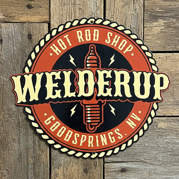 Welder Up Western Spark Plug Metal Sign 10.5" X 12"