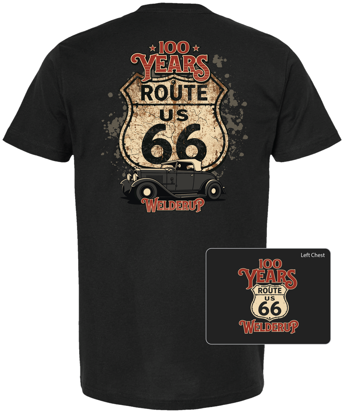Welder Up "100 Years" Route 66 Black T-Shirt