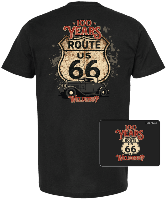 Welder Up "100 Years" Route 66 Black T-Shirt