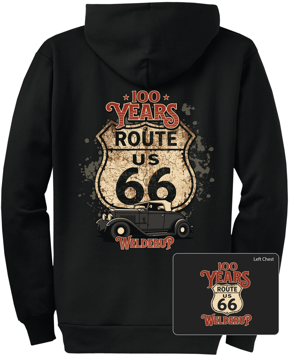 Welder Up "100 Years" Route 66 Zip-Up Hooded Sweatshirt