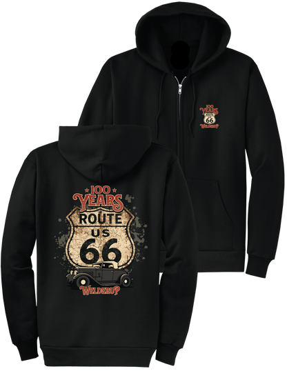 Welder Up "100 Years" Route 66 Zip-Up Hooded Sweatshirt
