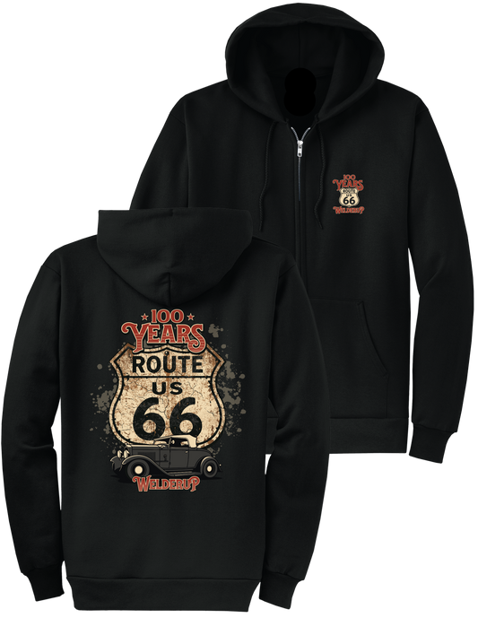 Welder Up "100 Years" Route 66 Zip-Up Hooded Sweatshirt