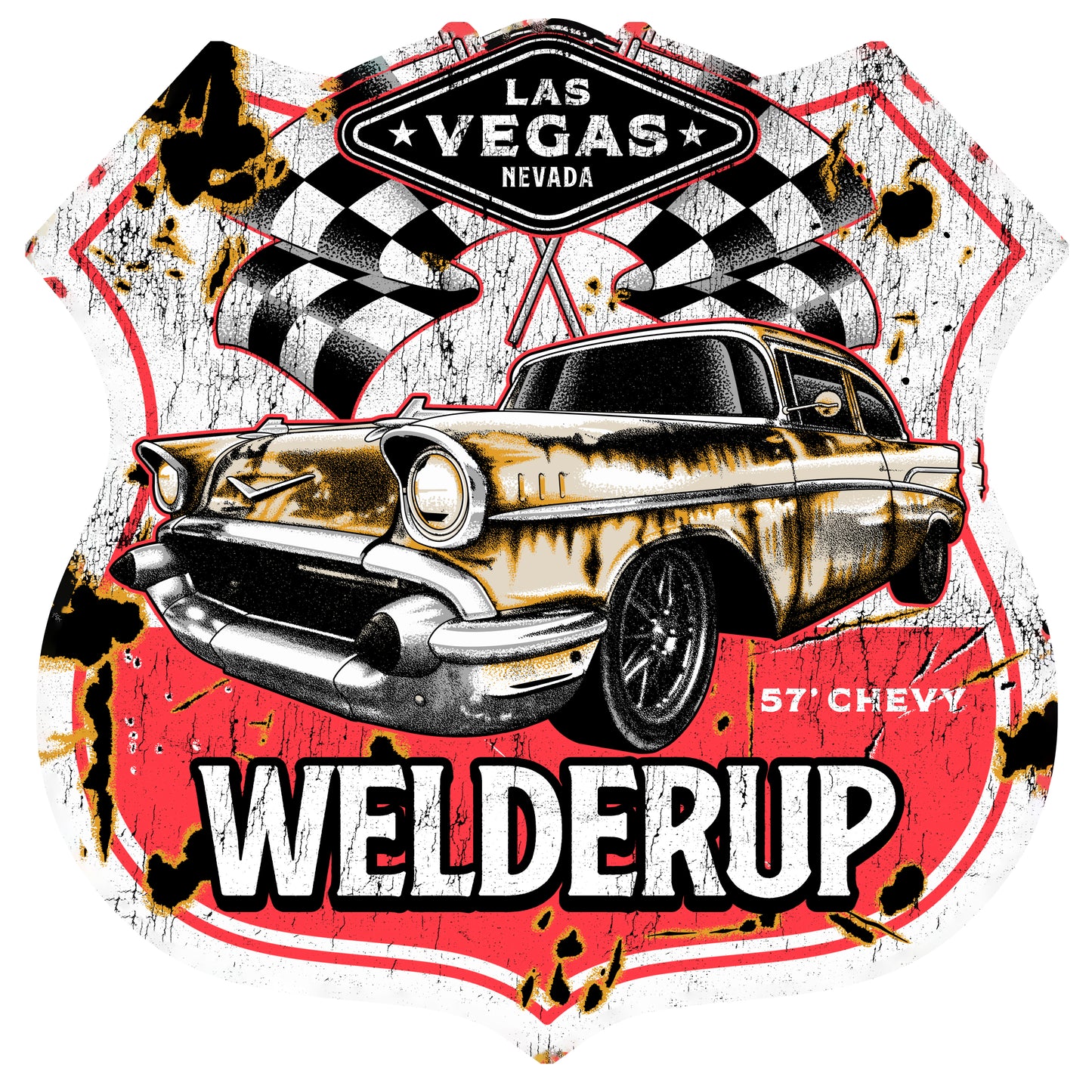 WelderUp 1957 Chevy Route 66 Magnet