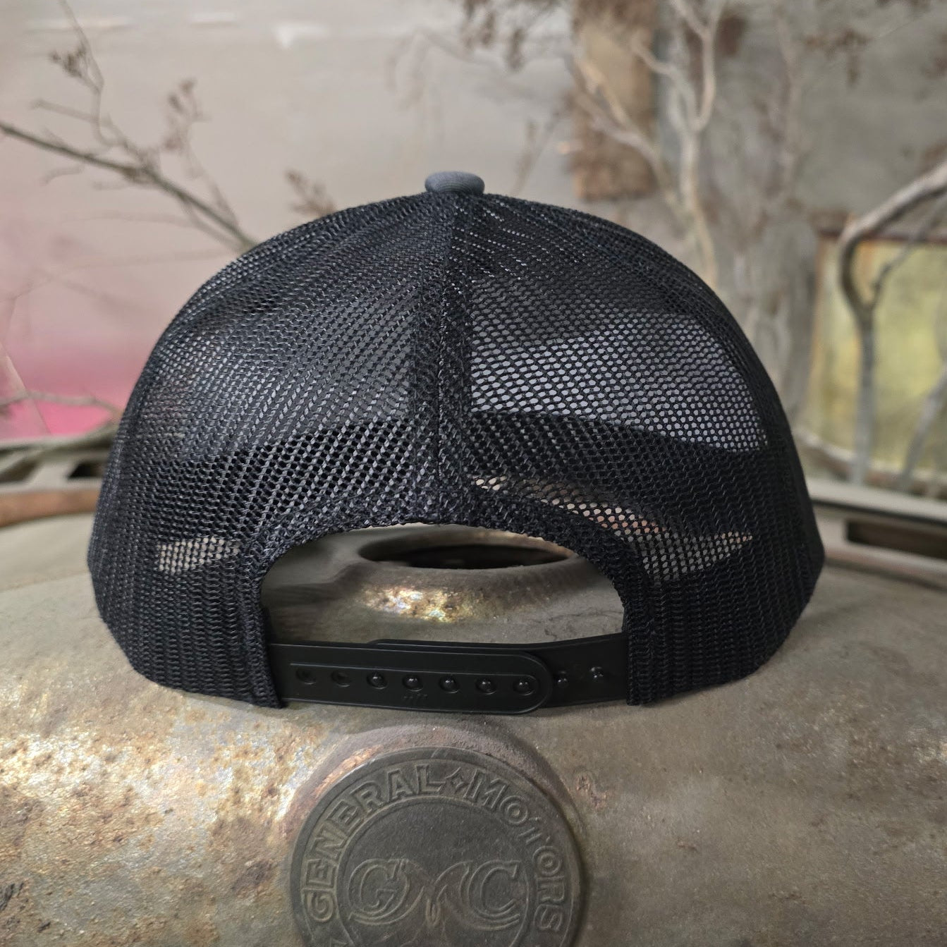 Welder Up Let's Ride Curve Bill Green Print on Charcoal/Black Trucker Hat