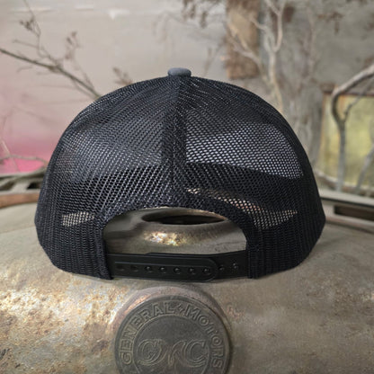 Welder Up Let's Ride Curve Bill Green Print on Charcoal/Black Trucker Hat