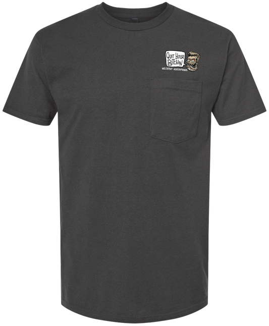 Welder Up "Quit Your Bitchin" Cartoon Pocket T-Shirt in Charcoal