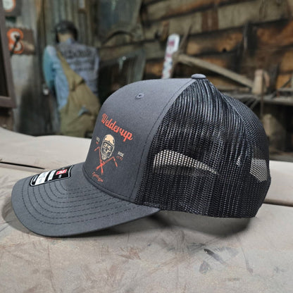 Welder Up Let's Ride Richardson Curve Bill Charcoal/Black Trucker Hat