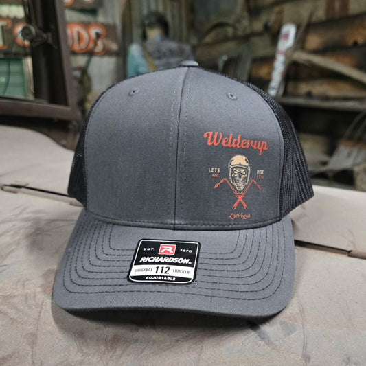 Welder Up Let's Ride Richardson Curve Bill Charcoal/Black Trucker Hat