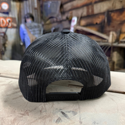 Welder Up Brown Leather Patch Curve Bill Black Hat
