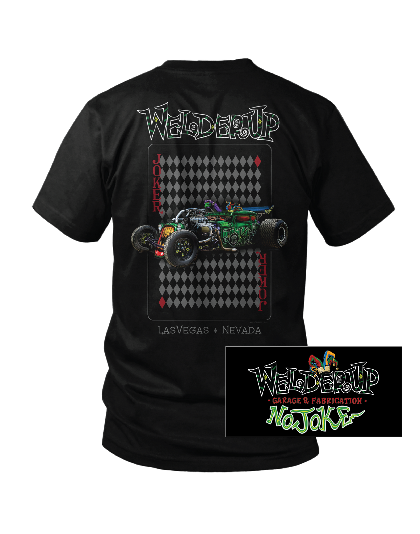 Welder Up Joker Rod Playing Card Black T-Shirt