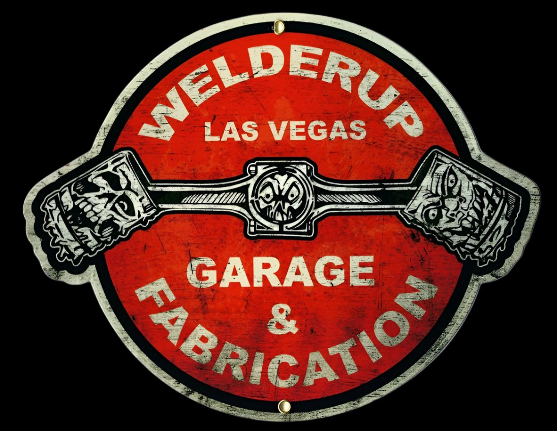 Welder Up Piston Logo 8" Round Metal Sign