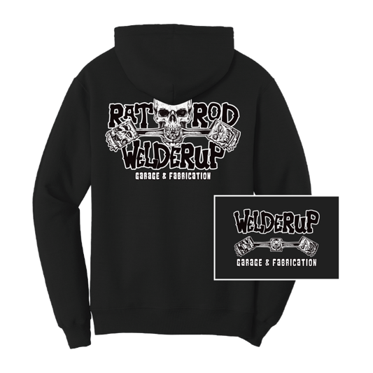 Welder Up Rat Rod Skull Black Hooded Sweatshirt