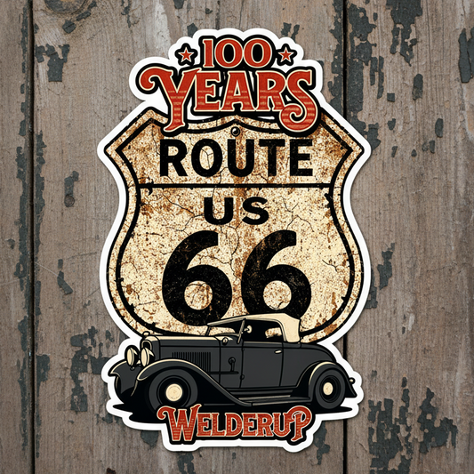 Welder Up 100 Years Route 66 Metal Sign 11" X 7 1/2"