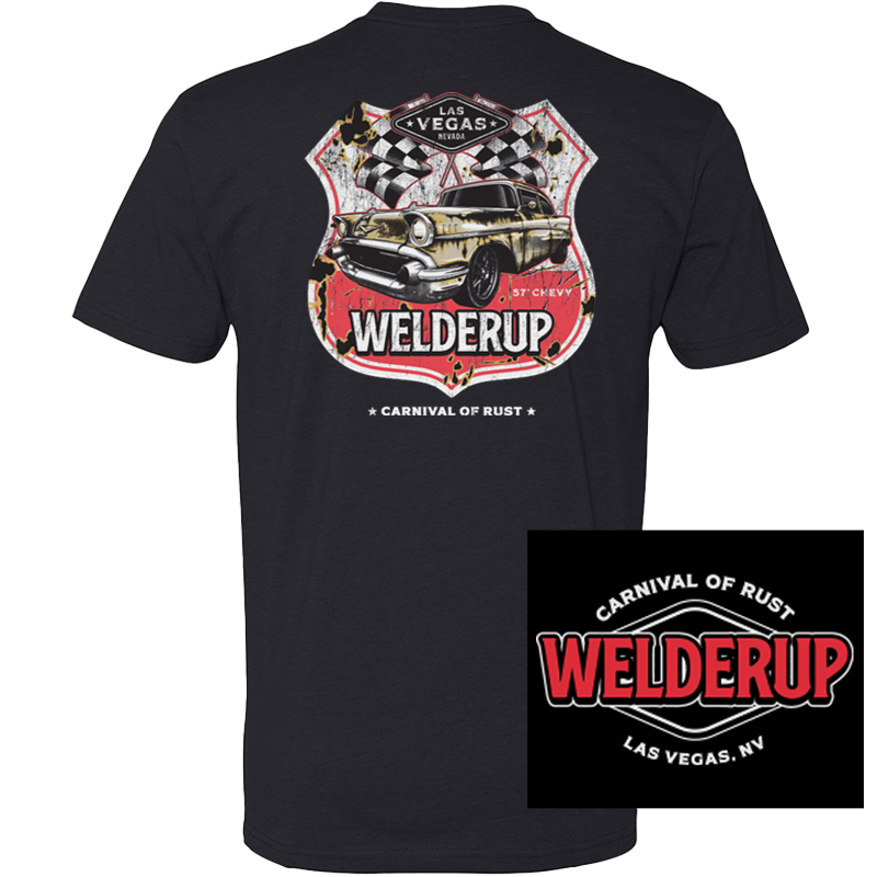 Welder Up 1957 Chevy Route 66 Black T-Shirt