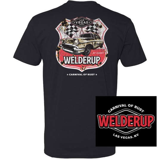 Welder Up 1957 Chevy Route 66 Black T-Shirt