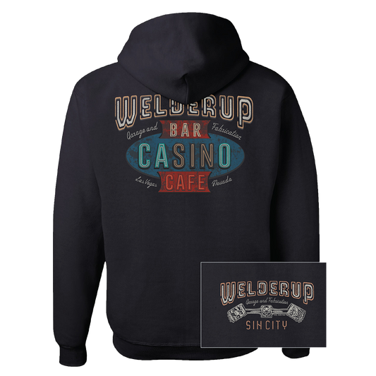 Welder Up Casino Sign Black Hooded Sweatshirt