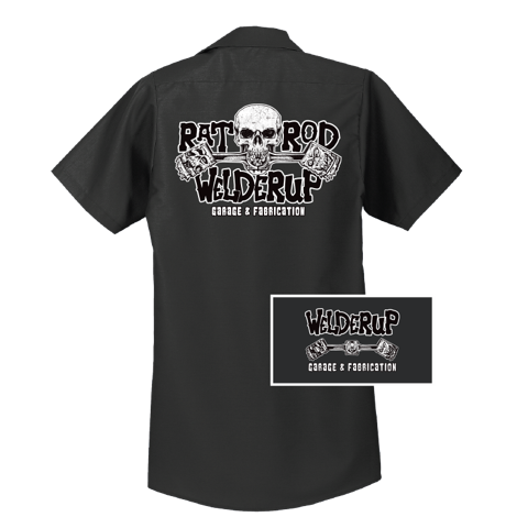 Welder Up Rat Rod Skull Work Shirt in Charcoal Gray