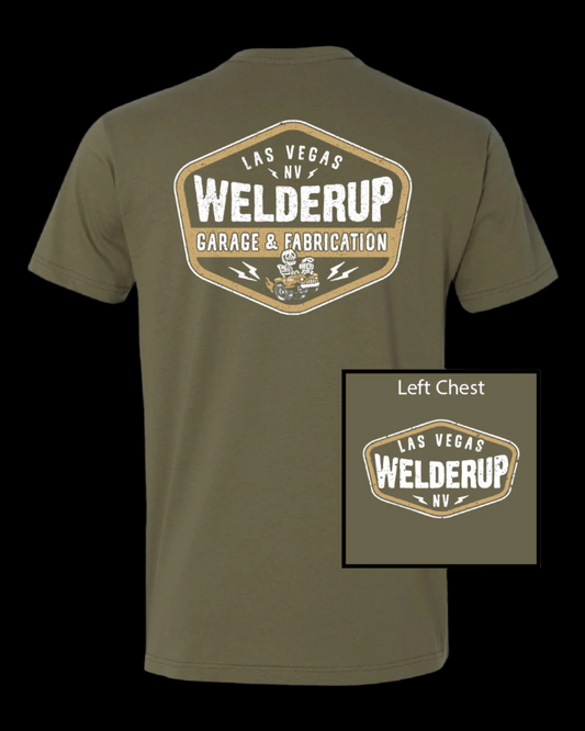 Welder Up Skeleton Gasser Military Green T-Shirt