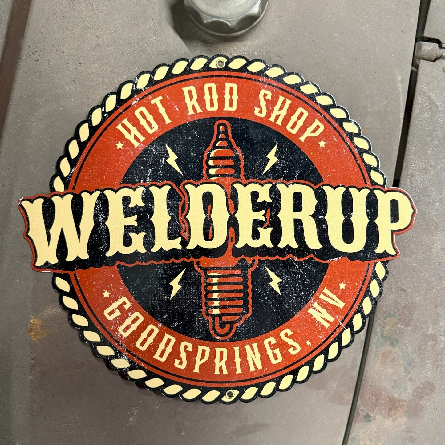 Welder Up Western Spark Plug Metal Sign 10.5" X 12"
