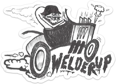 Welder Up Car Sticker - Hand Drawn by Barber Dave